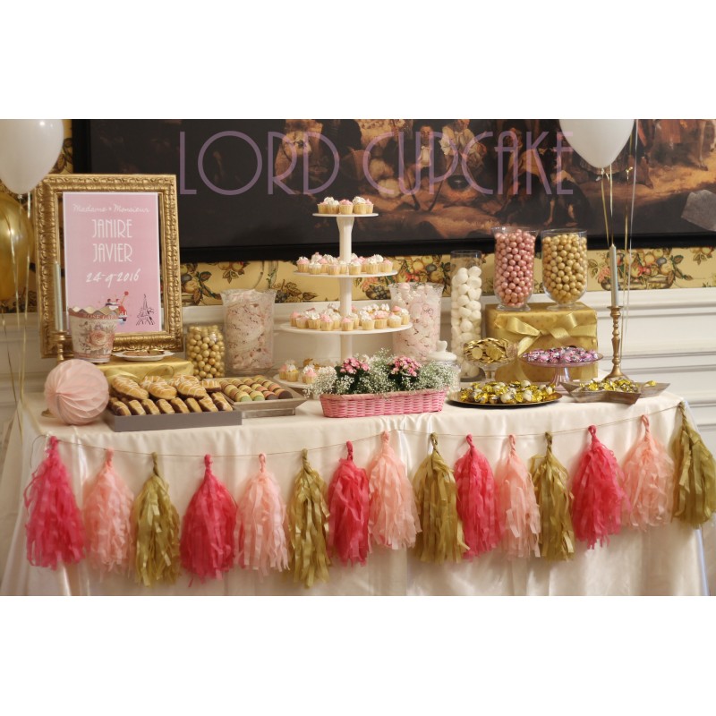 Mesa dulce rosa & dorado