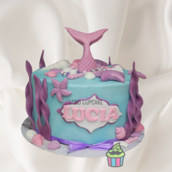 Tarta fondant colas sirena