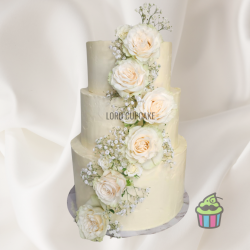 Tarta boda cascada de rosas...