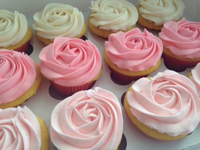 Cupcakes rosas de fresas